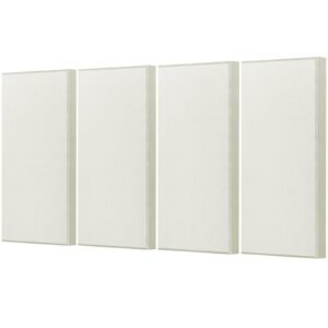 4 PCS Acoustic Panels, 2 Inch Thick 23.6 X 11.8 Inch Fiberglass Sound Absorbing Panels, Self-adhesive Soundproof Wall Boards, For Studios, Office, Home Theater,Meeting Room, Beige