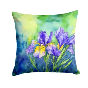Tennessee Iris in Watercolor Throw Pillow Machine Washable, Indoor Outdoor Decorative Pillow for Couch, Bed or Patio, 14Hx14W