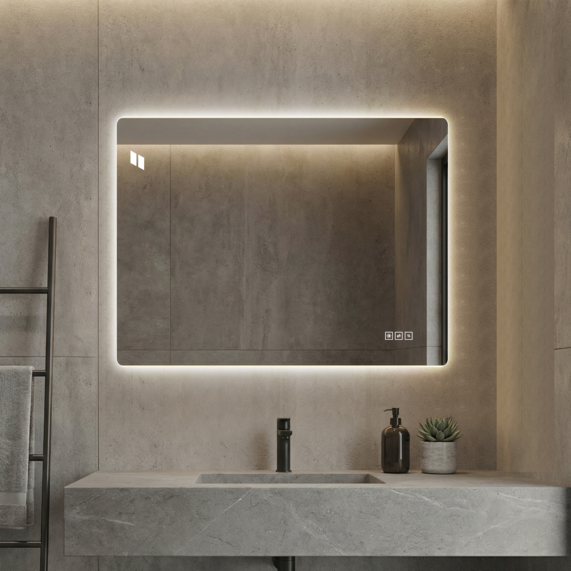 24x32 Inch Bathroom Mirror With Led Lights Front And Backlit, Anti-Fog Lighted Vanity Mirrors For Wall Mounted, 3 Colors And 5 Level Dimmable, Horizontal Vertical