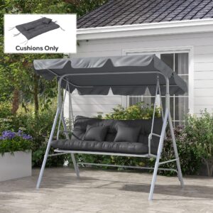 59" Tufted Bench Cushions & Throw Pillows, Replacement Bench Seat Pad, Back & 2 Pillows for Outdoor Furniture, Charcoal