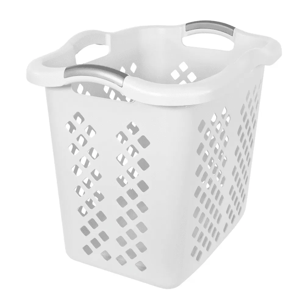 (2 pack) 2 Bushel Lamper Laundry Basket with Silver Handles, White, Adult