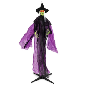7.2ft Sound-Activated Halloween Witch - Eerie Arm Movements, Terrifying Sounds & Glowing Eyes For Indoor Outdoor