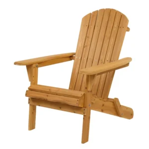 Folding Wooden Adirondack Lounger Chair with Natural Finish