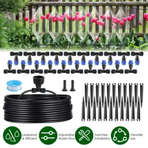 75FT Mist Drip Irrigation System With Adjustable Misting Nozzle Quick Connect Automatic Garden Watering System For Garden Lawn Patio Flower Bed