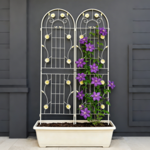 2 Pack Metal Garden Trellis 71 X 19.7 Rustproof Trellis For Climbing Plants Outdoor Flower Support Cream White