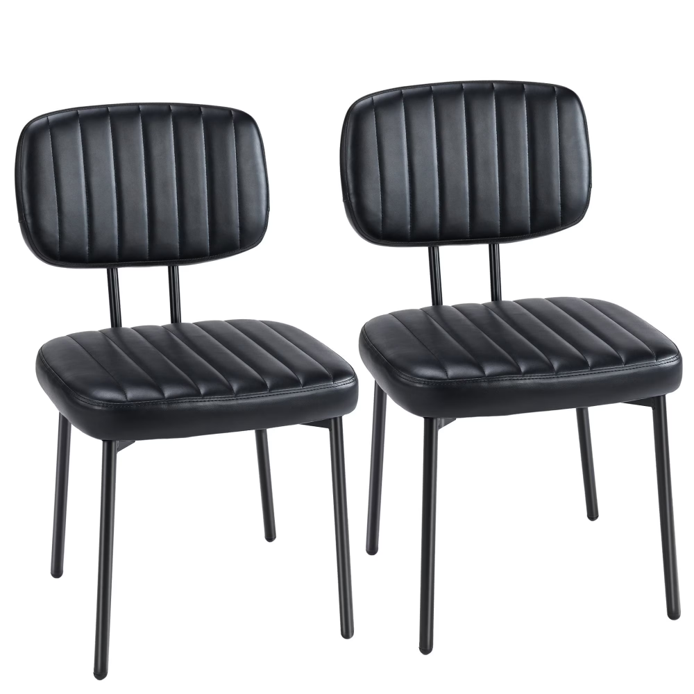 2 Mid-century Style Dining Chairs With Faux Leather Upholstery, Suitable For Both Dining And Living Rooms, Black Limited To Five Orders Per Address