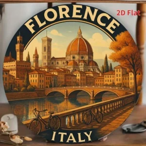 CIFbuy 2D Flat Metal Wall Art Florence Italy Cityscape, Vibrant Duomo Cathedral Ponte Vecchio Aluminum Sign, Classic Italian Landscape TikTok, TikTok, Self-pickup Logiopics