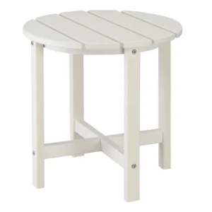 46*46*46cm Single Layer Round HDPE Side Table White