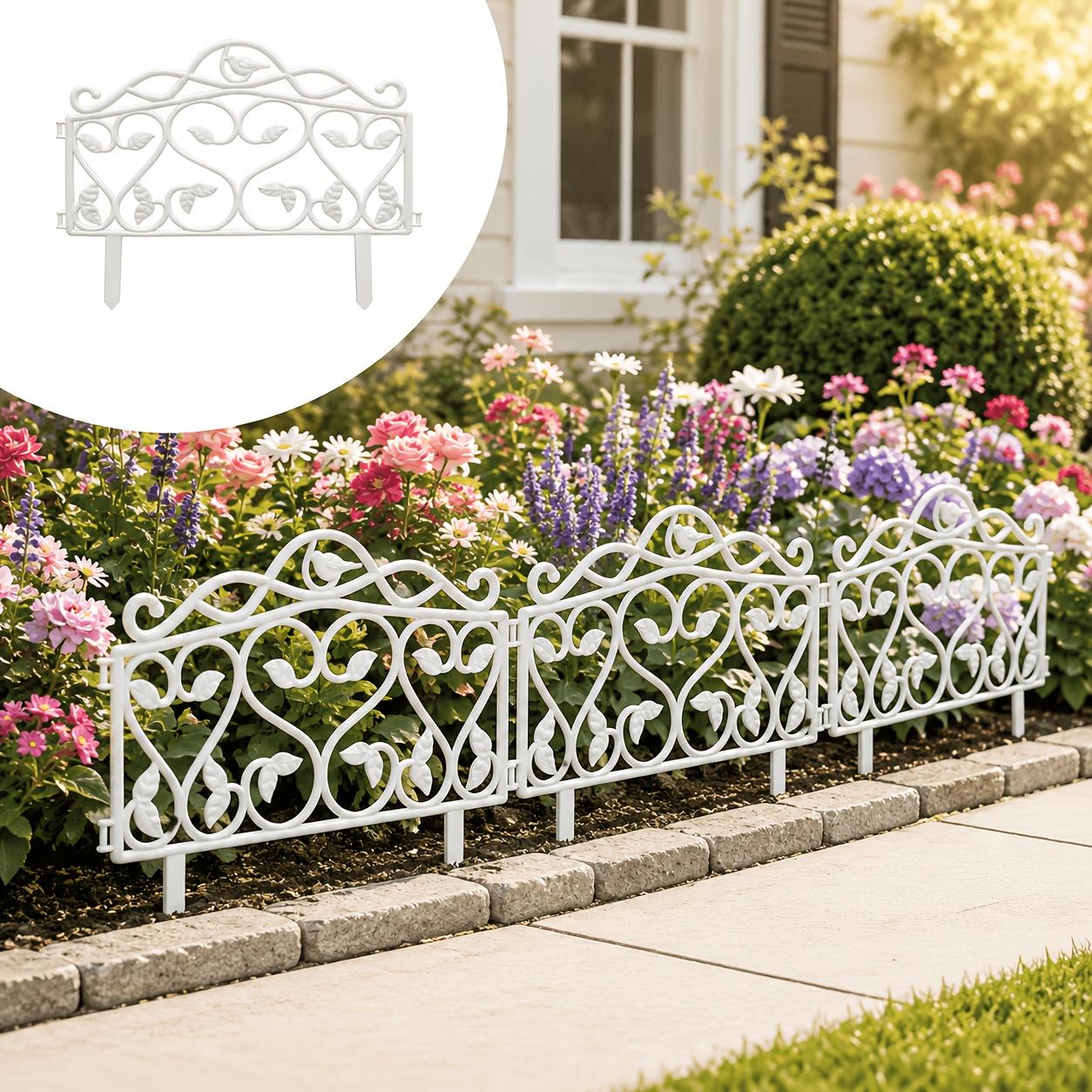 Set Of 10 New Decorative Garden Fences European-Style Plastic Courtyard Fencing With Floral, Bird, And Scrollwork Motifs Outdoor Landscape Edging For Lawns And Flowerbeds