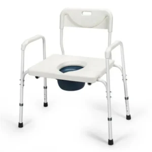 3-in-1 Heavy-Duty Commode Chair (34" x 21" x 35.5"-39" )Removable Bucket, Sturdy Iron Frame for Elder/Disabled