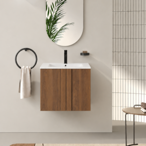 24" Floating Bathroom Vanity with Sink Combo, Wall-Mounted Brown Ebony Cabinet, Soft-Close Doors, Space-Saving Modern Vanity Set
