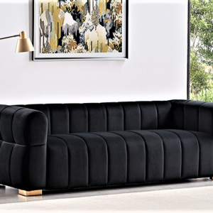 Velvet Sofa With Tufted Low Back Design, Sophisticated 3 Seater Couch For Living Rooms, 89 Inch Wide, Easy Assembly
