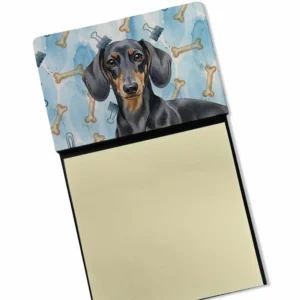 Black and Tan Dachshund Coworker Watercolor Sticky Note Holder Refillable Dispenser Desk Accessory 3x3 Pad Gift