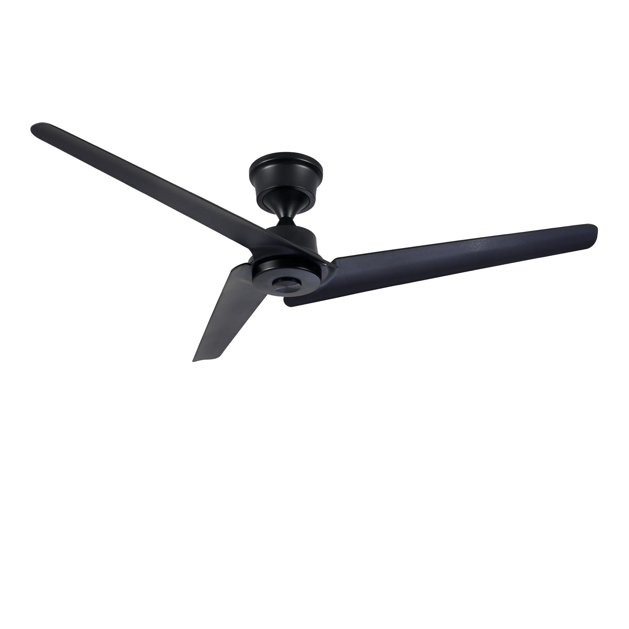 52in Flush Mount & Rod ABS 3 Blades Ceiling Fan With Remote Control No Lights, Modern Reversible DC Motor Indoor 3 Blades Ceiling Fans For Patio Bedroom Living Room-- Black