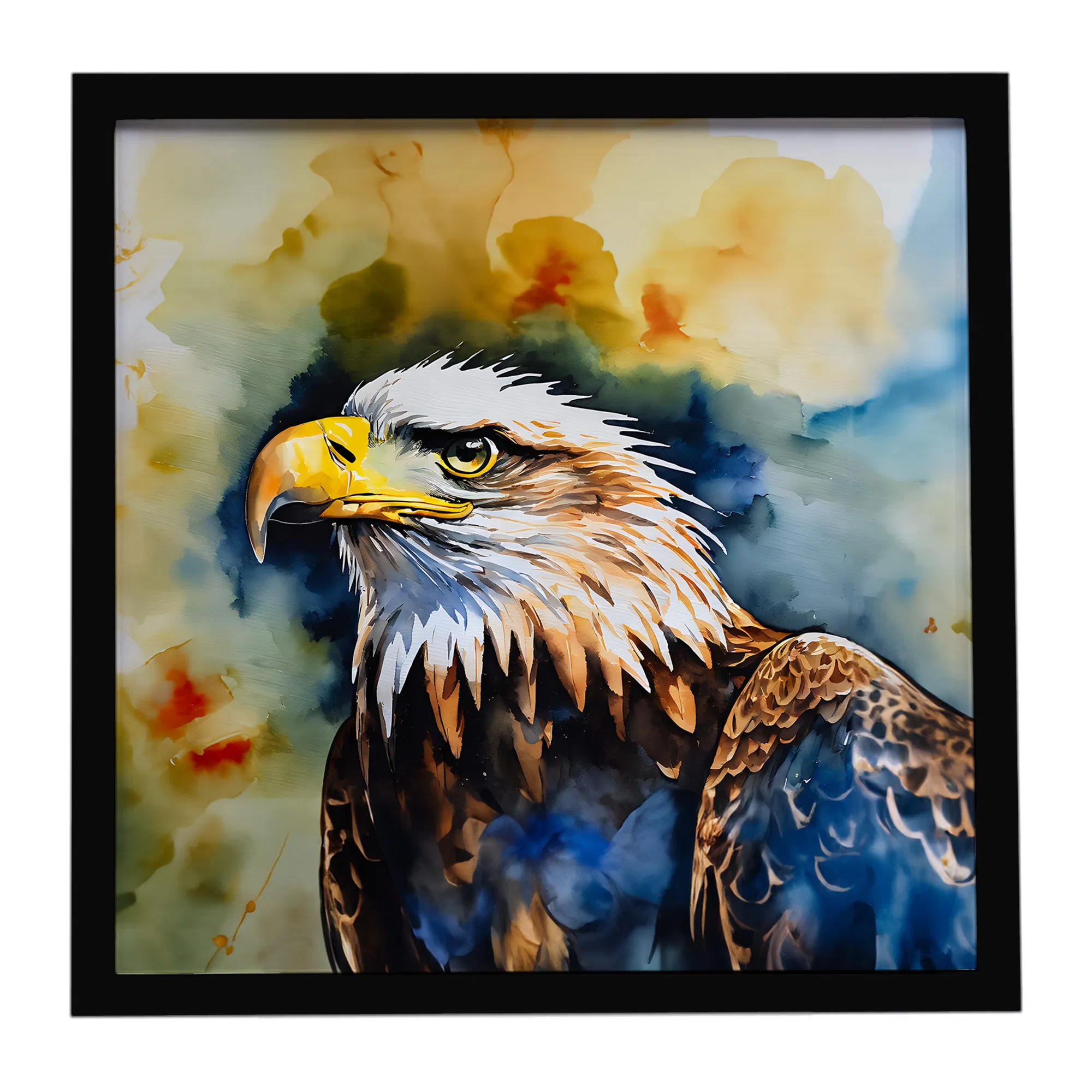 Eagle Framed Metal Print Bathroom, Kitchen, Office, Home Decor Wall Art Ready to Hang, Square, 8X8