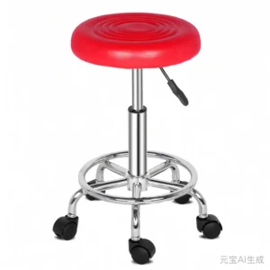 Round Stool with Lines Rotation Bar Stool Red