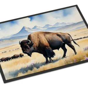Prairie Bison Doormat Front Door Mat Indoor Outdoor Rugs for Entryway, Non Slip Washable Low Pile, 24H X 36W