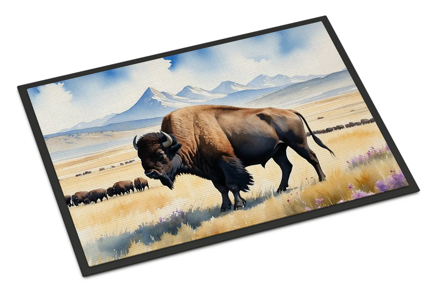 Prairie Bison Doormat Front Door Mat Indoor Outdoor Rugs for Entryway, Non Slip Washable Low Pile, 24H X 36W