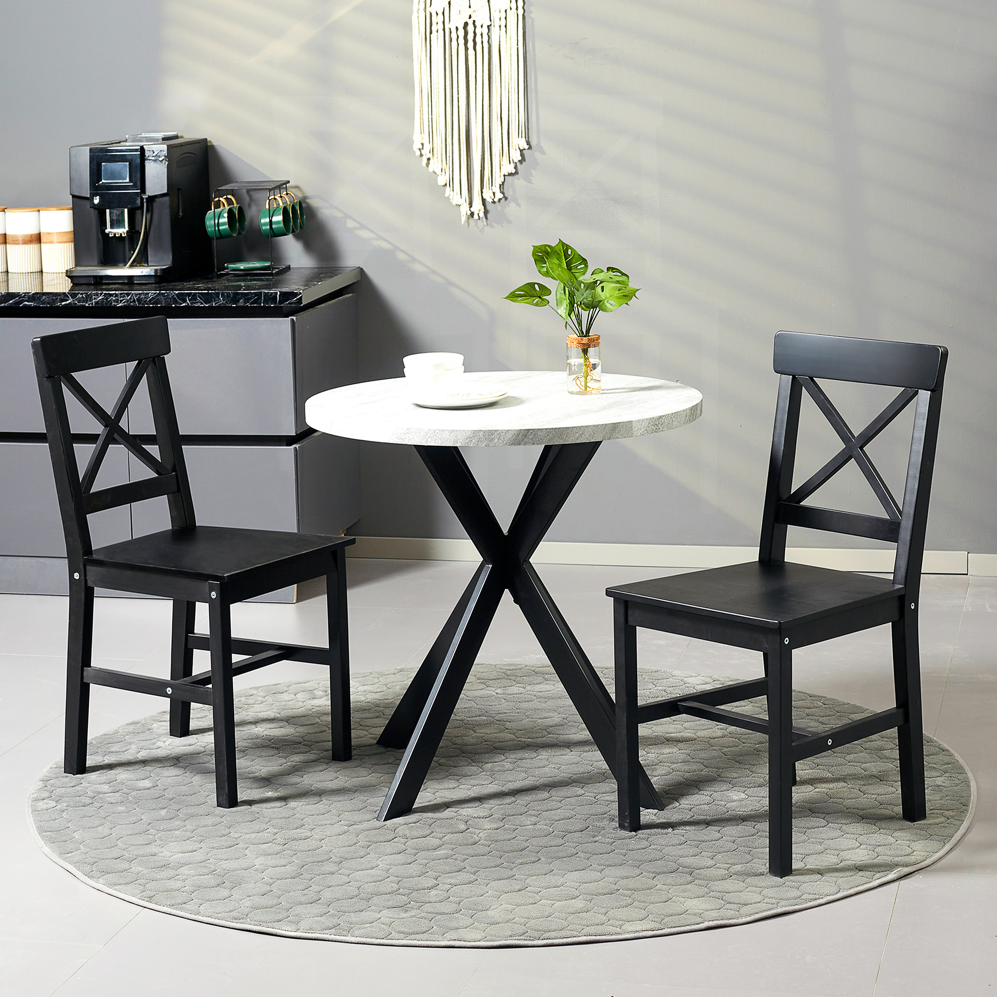 Farmhouse Dining Chairs Set of 2 with Cross Back