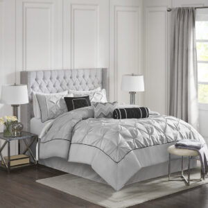 7 Piece Tufted Comforter Set Grey Cal King