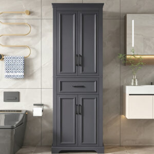 70.8" Freestanding Bathroom Vanity, Modern Elegant Design, 4 Doors & 1 Drawer, Space-Saving Storage with Adjustable Shelves, Damping Hinge Doors, Durable Painted Finish