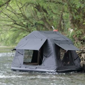 Foldable 2-3 People Amphibious Inflatable Car Roof Top Tent For Camping Outdoor Glamping Camping Tent For SUV,Truck And Universal Auto Self-Driving Touring Without Ladder, Black