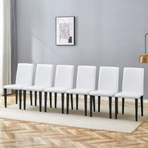 White PU Dining Chairs 35.4in High, 18.5 Ergonomic Backrest, 17 X16 InSponge Seat, Perfect For Dining Room, Home Office & Living Space, Stylish & Comfortable.Black Metal Leg.