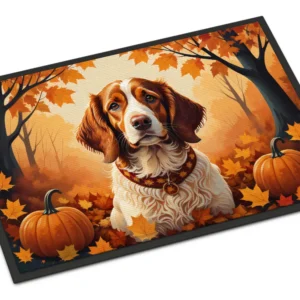 Brittany Spaniel Fall Doormat Front Door Mat Indoor Outdoor Rugs for Entryway, Non Slip Washable Low Pile, 24H X 36W