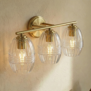 Luster Three Lights Vanity With Clear Glass For Bathrooms Above Mirror Wall Lamp - Satin Brass