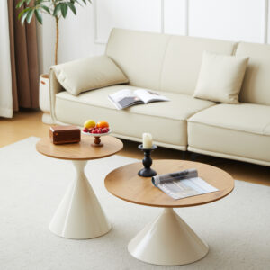 ROUND COFFEE TABLE WHITE WOOD