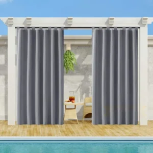 Gray Smooth 50 In. W X 108 In. L Other Blackout Outdoor Light Filtering Curtain (Single Panel), Silencer Clip