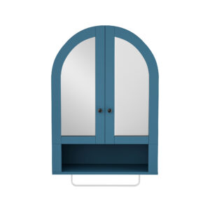 Wall Mounted Arched Cabinet With Mirrored Doors And Adjustable Shelves For Laundry Room, Bathroom, Kitchen