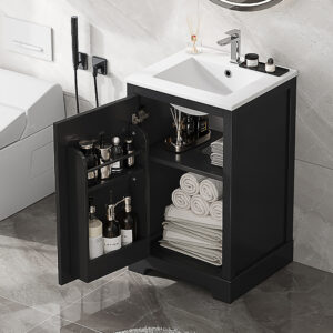 20 Bathroom Vanity With Sink, Bathroom Cabinet With Soft Closing Door, Storage Rack And Adjustable Shelve, Black