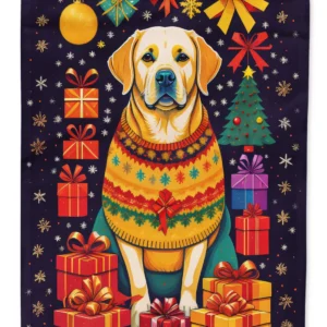 Labrador Retriever Holiday Christmas House Flag Large Porch Sleeve Pole Decorative Outside Yard Banner Artwork Wall Hanging, Polyester, House Size, Multicolor
