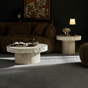Set Of 2 Faux MARS Textural Patterns Coffee Tables For Living Room, No Need Assembly Beige