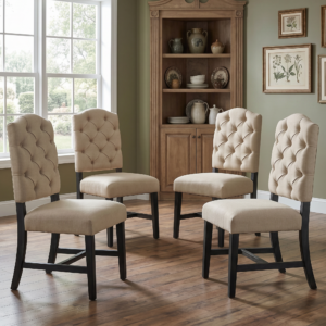 TREXM Retro Style Dining Chair Set With 4 Upholstered Chairs For Dining Room And Living Room Espresso