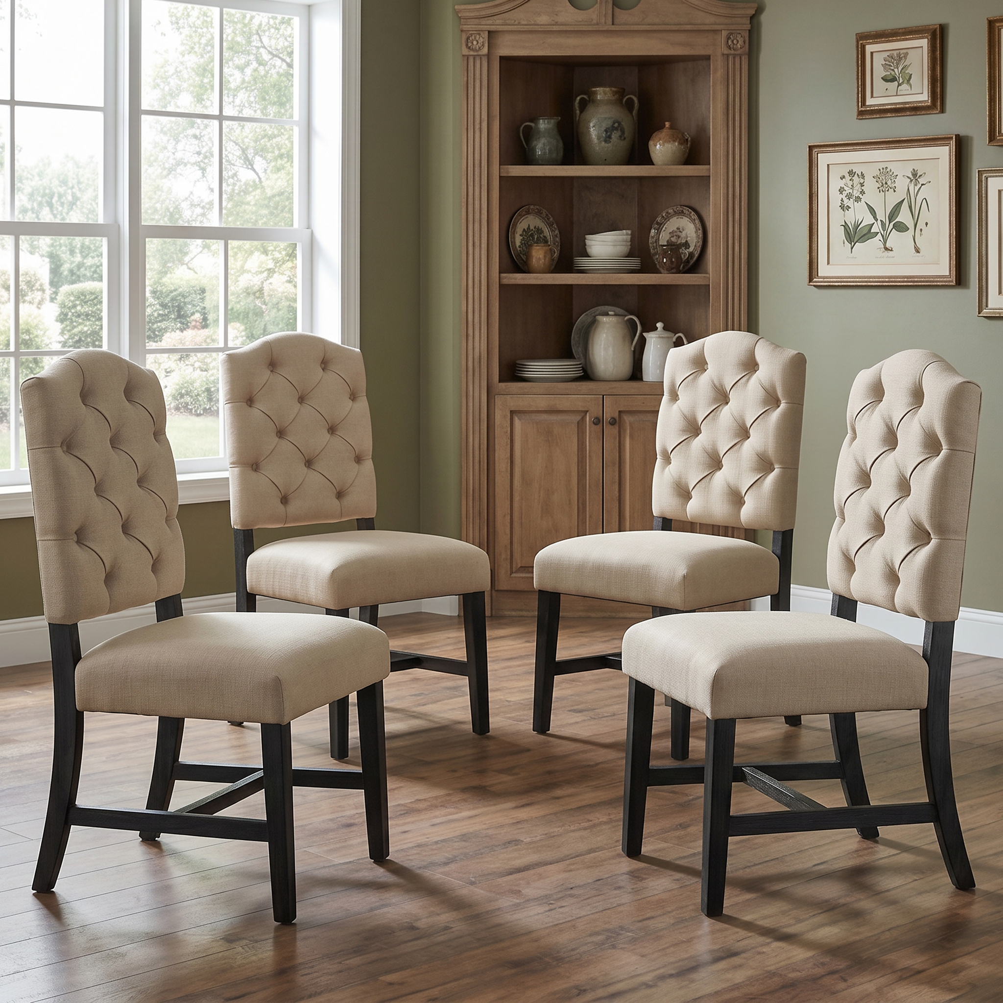TREXM Retro Style Dining Chair Set With 4 Upholstered Chairs For Dining Room And Living Room Espresso