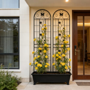 2 Pack Metal Garden Trellis 86.7 X 19.7 Rustproof Trellis For Climbing Plants Outdoor Flower Support Black