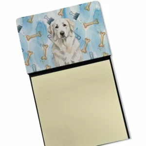 White Great Pyrenees Coworker Watercolor Sticky Note Holder Refillable Dispenser Desk Accessory 3x3 Pad Gift