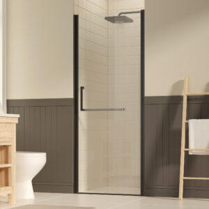 29-30 W 72 H Frameless Pivot Shower Door, Pivot Swing Shower Glass Doors With 1 4 6mm SGCC Clear Tempered Glass,Explosion-Proof Film, Reversible Installation, Matte Black