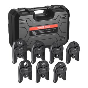 7PCS Pressing Jaws 1/4" To 1-1/8" For RLS Copper Pipes, Compatible With Standard Press Tools, Suitable For High Pressure HVAC/R Applications - With Case