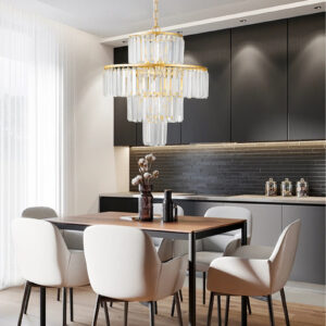 20 Modern Crystal Chandelier With Gold Finish, 4-Tier Design For Dining Room Or Living Room, Elegant Crystal Pendant Light Fixture Bulb Not Included