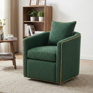 Swivel Accent Chair Upholstered Club Chair Barrel Sofa Chair for Living Room , Reading Corner, and Small Spaces, Green