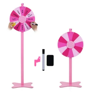 18 Inch Height Adjustable Prize Wheel with Smooth Spin, 2-in-1 Tabletop & Floor Standing Spinning Wheel for Game Carnival Party