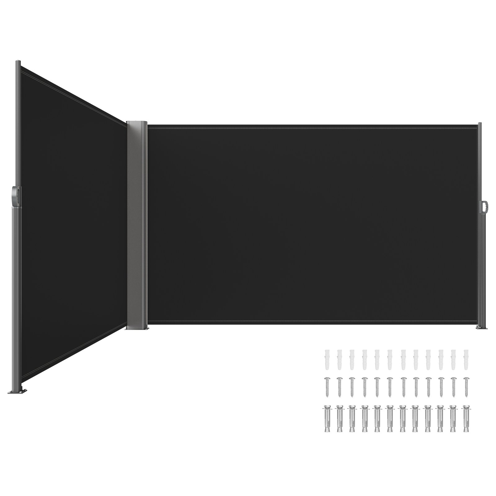 236' X 71'Black Retractable Awnig-Rugged Full Aluminum Rust-Proof Patio Sunshine Privacy Divider Wind Screen. Longer Service Life, Suitable For Courtyard, Roof Terraces And Pools