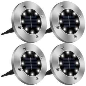 4Pcs Solar Powered Ground Light For Outdoor Garden Decoration IP65 Waterproof Buried In-Ground Lamp Decorative Path Deck Lawn Patio Lamp