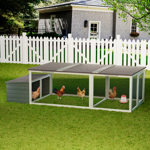 20.93ft Large Wooden Chicken Coop Outdoor Hen House With Nesting Box Weatherproof Asphalt Roof Walk In Poultry Cage With Secure Locks Metal Mesh Run For Farm Use