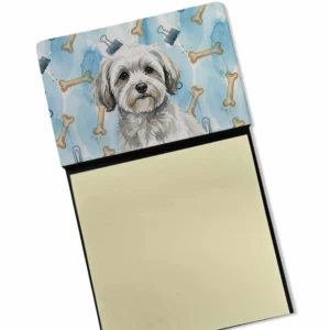 White with Gray Coton de Tulear Coworker Watercolor Sticky Note Holder Refillable Dispenser Desk Accessory 3x3 Pad Gift