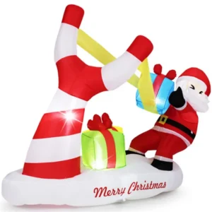 7ft Inflatable Santa Claus Decoration - 5 Built-in LED Lights 210T Polyester Quick Inflation Outdoor Xmas Decor