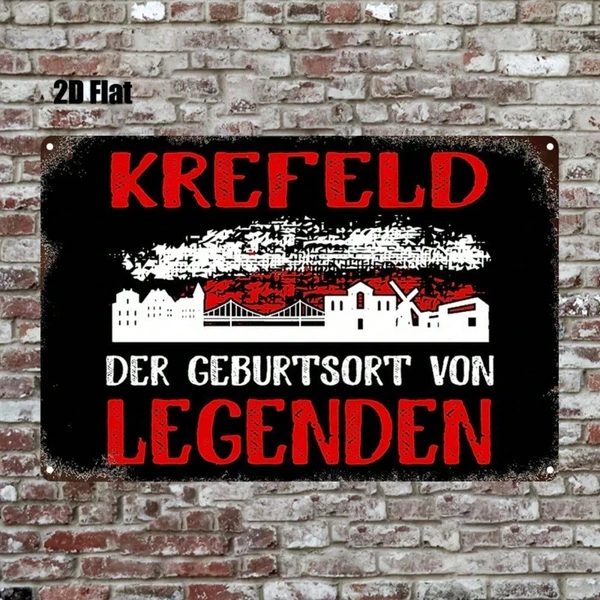 CIFbuy 1pc Krefeld Germany Metal Wall Art 8x12 Inch, Vintage Red & White 2D Flat Iron Decorative Plaque Sign For Bathroom Bedroom Home TikTok, TikTok, Self-pickup Logiopics